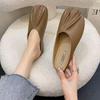 Корейская версия полушлепанцев с закрытым носком, женская обувь 2025, новинка, лето, плоские, ленивые, бабушкины полуподносы, французские нишевые сандалии