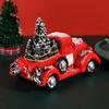Christmas Retro Red Truck Resin Ornaments Crafts Christmas Karting Car Red Pull With Mini Green Christmas Tree Desktop Home Deco