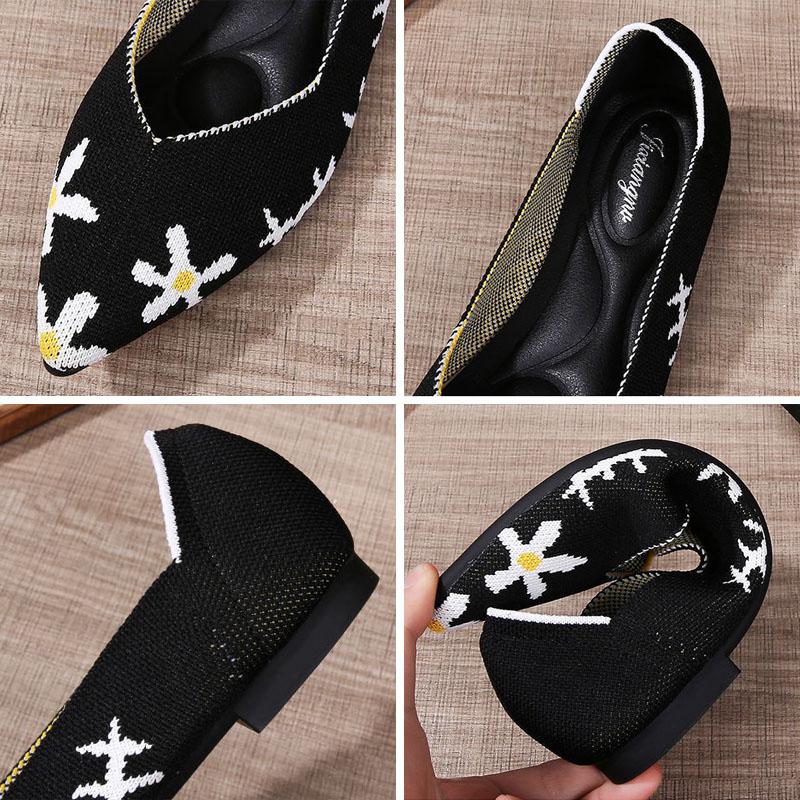 Туфли на плоской подошве с острым носком, дышащие летние туфли мелкой вязки, женская универсальная повседневная обувь с мягкой подошвой, обувь для ленивых, рабочая обувь