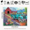 2D Rustic Farm Barn and Teal Truck Backdrop for Spring Party Photoshoot