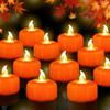 Tea Lights Decorations Fall Decor, 36 /12Pack LED Orange Lights Flameless Candles Battery Operated, Halloween Thanksgiving Flickering Tealight