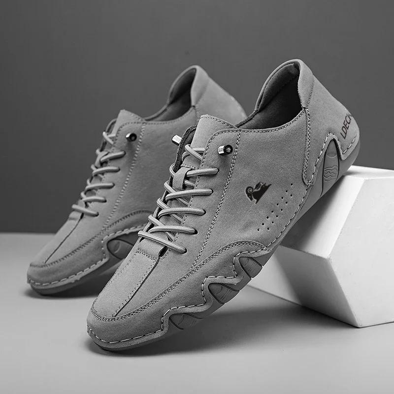 Мужские новые туфли Le Fu, роскошные, продаваемые, высококачественный дизайн, дышащие туфли на мягкой подошве, модные ретро туфли для вождения мотоцикла