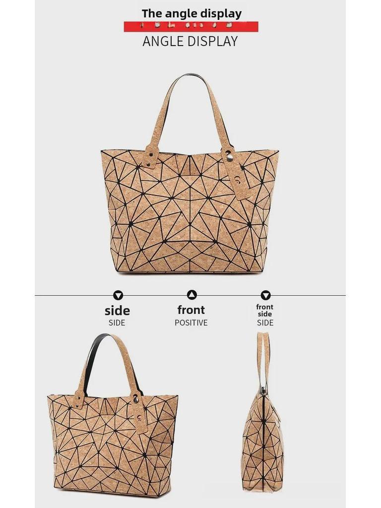 Набор из сумки-тоута, рюкзака, сумки через плечо и косметички из пробки с геометрической ромбовидной вышивкой