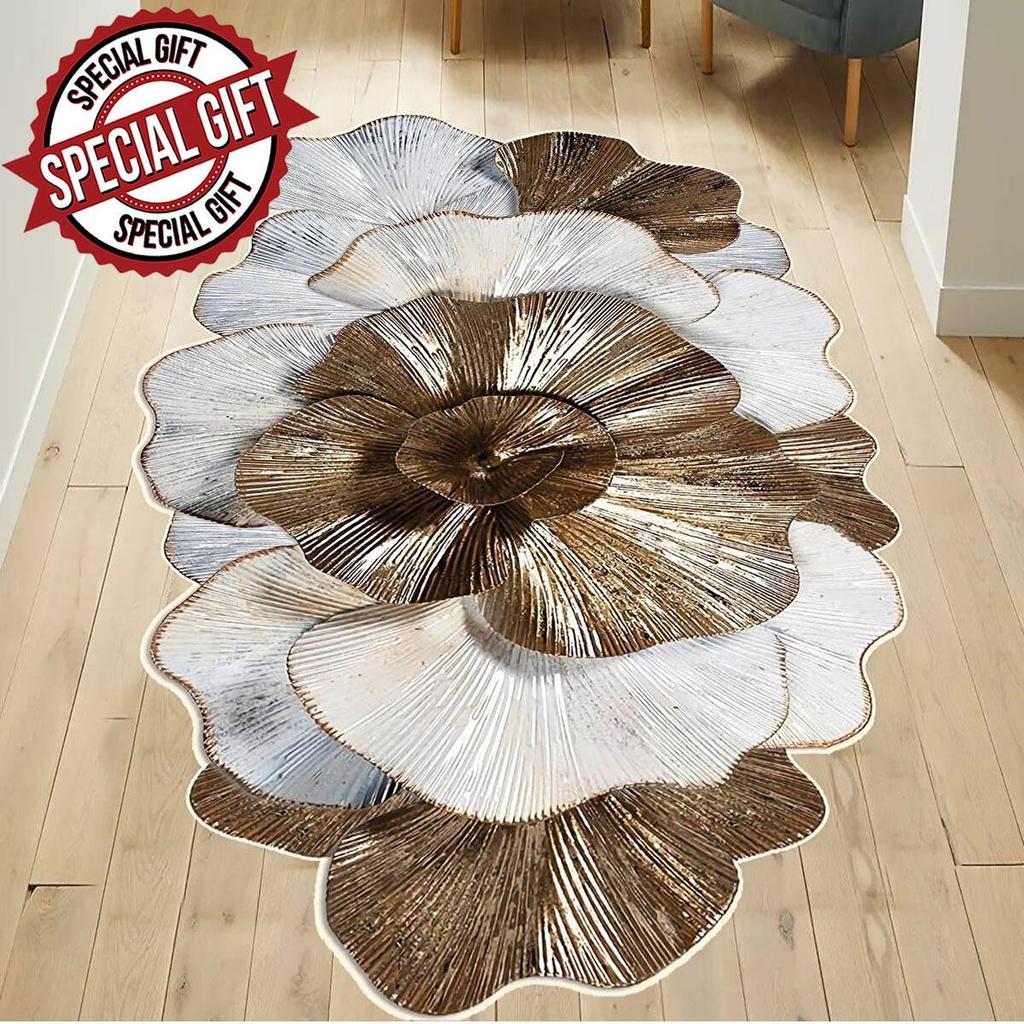 ePeddler Домашний современный кофейный цветочный узор Цифровая печать Моющаяся нескользящая точечная основа Новое поколение для гостиной, кухни, прихожей и напольного коврика