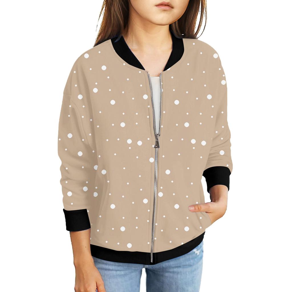 Куртки на молнии для девочек, детские осенние толстовки с длинными рукавами, верхняя одежда с карманами 5-15 лет