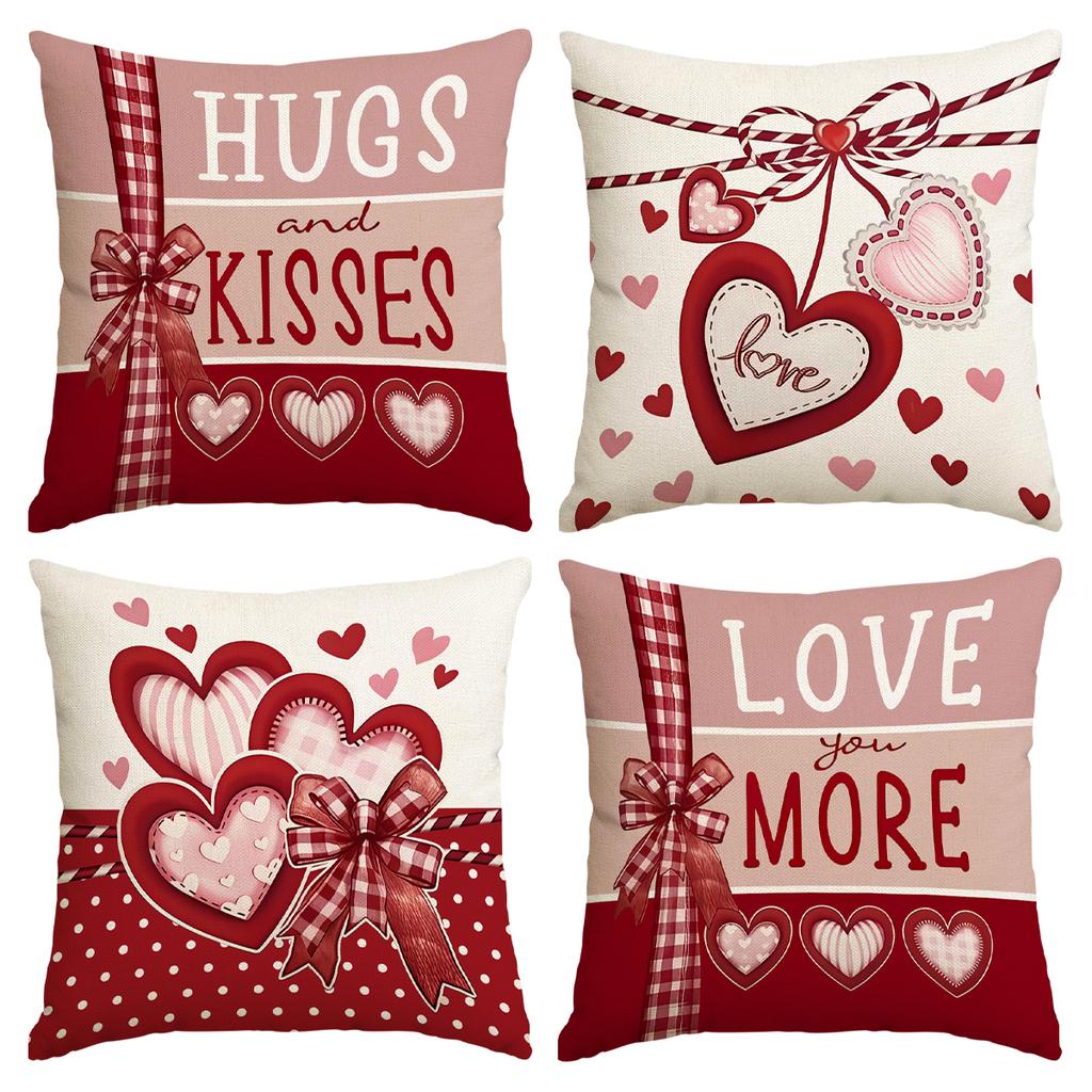4Pcs Valentine'S Day Pillow Cover, Valentine'S Day Wedding Anniversary Sofa Butterfly Love Envelope Pillow Cover