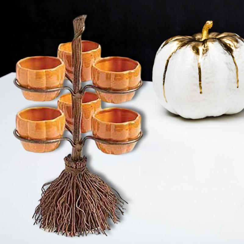 Украшение на Хэллоуин, метла, тыква, скульптура, чашка, разделитель, фруктовые украшения, настольные аксессуары, поднос для метлы из смолы, домашний декор