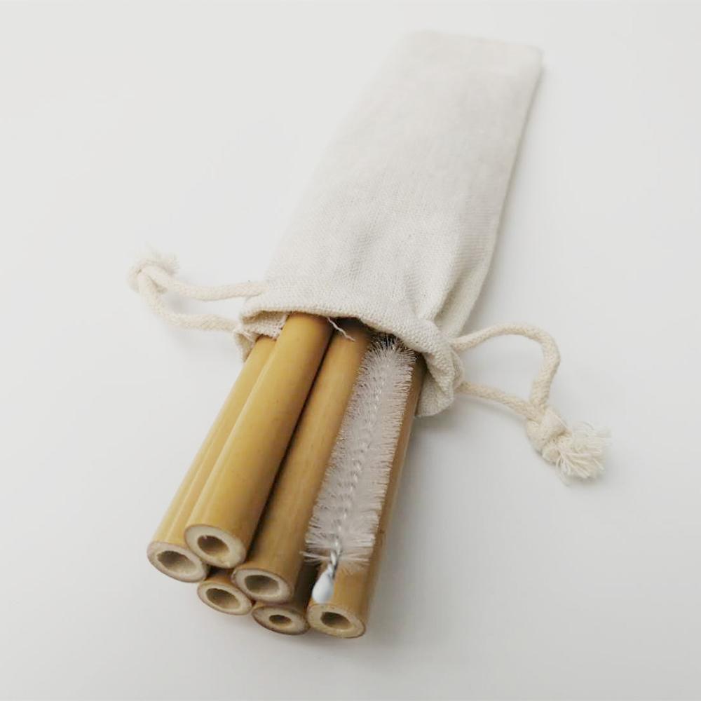 Набор из 6 бамбуковых соломинок, многоразовые соломинки для питья с бесплатной щеткой для чистки, 8 или 9 дюймов на выбор, домашняя барная посуда, бесплатная доставка