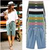 Summer Woman Cotton Linen Lace Up Shorts Plus Size Lady Casual Solid Color Short Trousers Pants