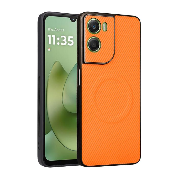 Precise-Cutout Carbon-Fiber-Texture Vegan-Leather Phone Case For Motorola Edge 50 Fusion 5G, PU TPU Anti-Scratch Lightweight Protective Cover