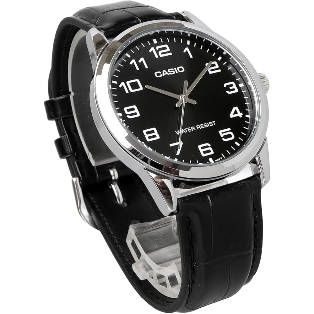 Casio MTP-V001L-1B Аналоговые кварцевые мужские часы Серебристый Черный Простая упаковка