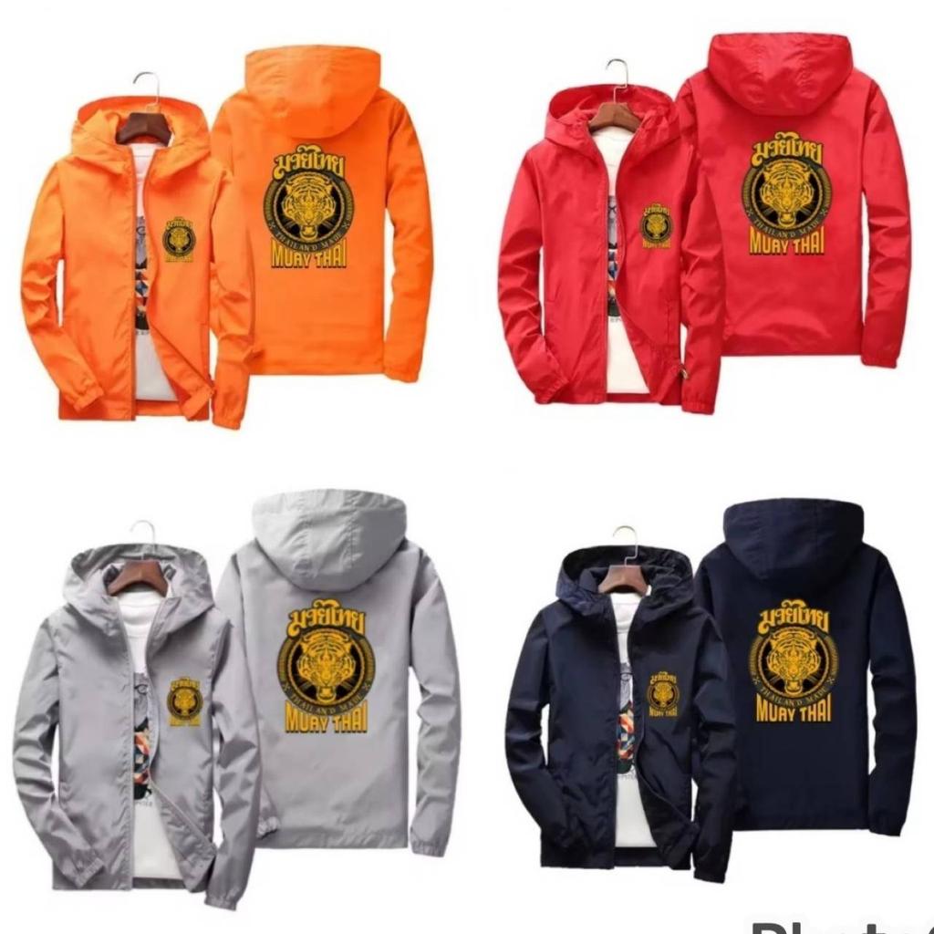 Kickboxing Boxing Tiger Muay Thai  MMA UFC Jacket Hood Sweatshirt Long Sleeve Unisex Men Women Zip Polyester Workout Print Training