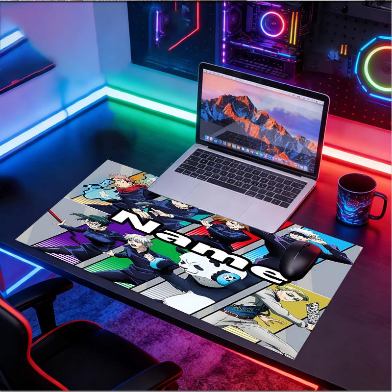 Custom Name Personalized Jujutsu Kaisen Pattern Mousepad, Laptop PC Desk Mat, Decorative Desk Mat for Home Keyboard Pad Gift