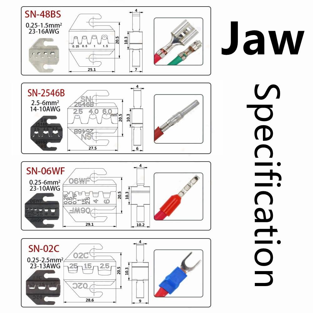 Клещи обжимные SN-48BS(=СН-48Б+СН-28Б) Больше зажимов для 2,8 4,8 6,3 VH3.96/трубных/изоляционных клемм, электрический зажим, минимальный набор инструментов