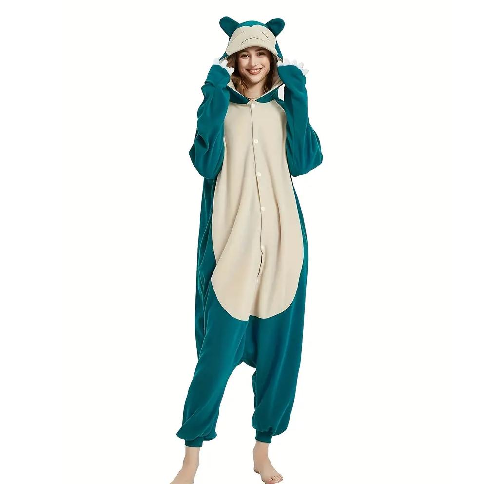 Unisex Onesies Snorlax Kigurumi Fleece Anime Pajamas Homewear Christmas Halloween Cosplay Costume