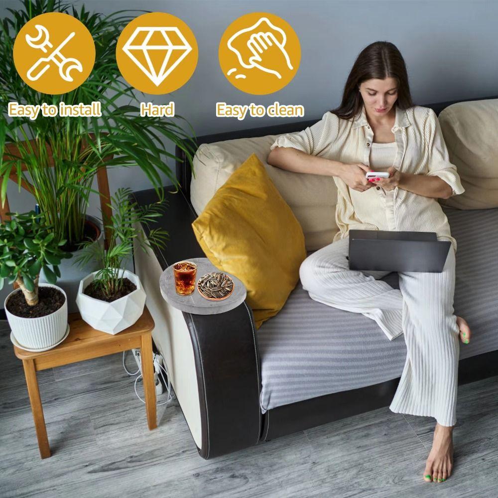 Adjustable Wooden Mini Side Table Waterproof Couch Arm Side Holder Sofa Arm Rest Organizer Corner