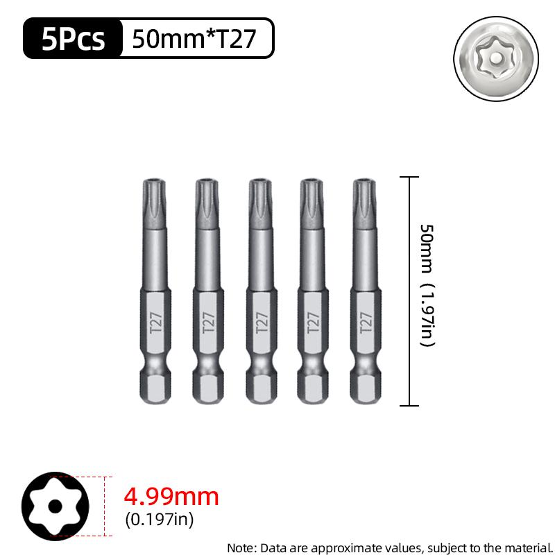 Бита Torx 50 мм Магнитная S2 Сталь 1/4'' Шестигранный хвостовик Полое отверстие Безопасные биты T5-T40 Электрическая дрель-шуруповерт Ручной инструмент