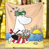 Moomin Theme Printed Blanket Perfect For Couch Bed Travel Outdoor Use Machine Washable Cozy Durable