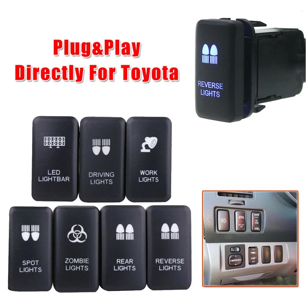 1 Set Car LED Light Bar On-Off Push Switch For Toyota For Tacoma FJ Cruiser For Highlander Car Signal Light Switch Button Relays 5