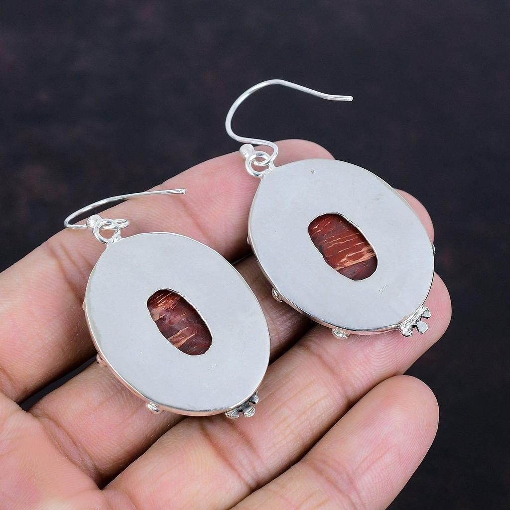Серьги из красной змеиной яшмы, серьги из стерлингового серебра 925 пробы, серьги из натуральных драгоценных камней для женщин, подарки для мамы, стильные серьги ручной работы