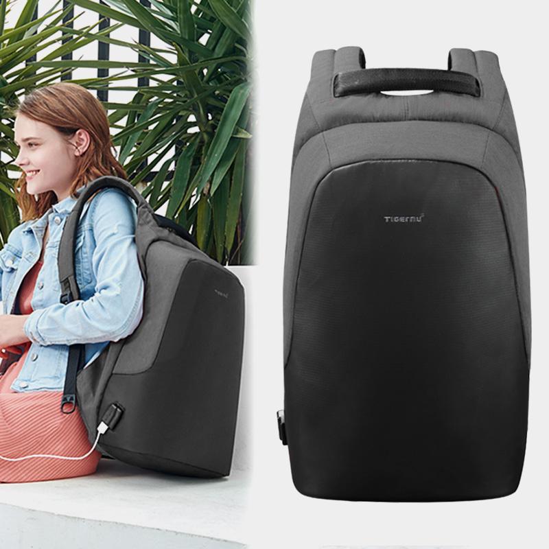 Tigernu Противоугонный рюкзак, водоотталкивающий 15,6-дюймовый USB-зарядка, повседневная мужская школьная сумка, женский и мужской для подростков