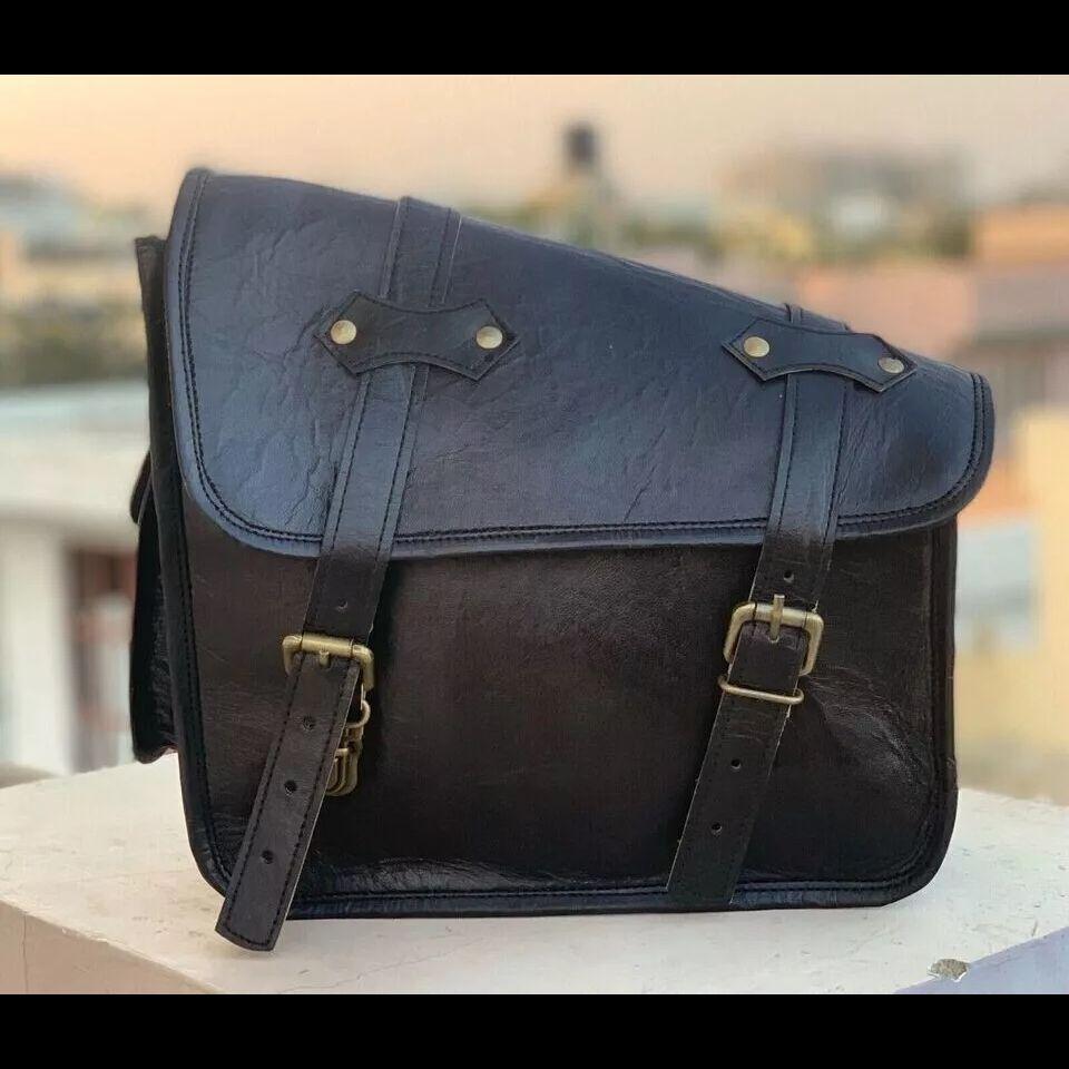 Комбинированная мотоциклетная седельная сумка из натуральной черной козьей кожи, корзины для инструментов, боковая сумка