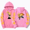 Men's Anime Demon Slayer Printed Hoodies Agatsuma Zenitsu Sweatshirt Harajuku Sleeve Loose Streetwear Casual Unisex Pullover