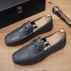 Ленивые туфли на одной педали, туфли для вождения, мужские летние повседневные мужские туфли Doudou, трендовые туфли из кожи с узором крокодила в британском стиле