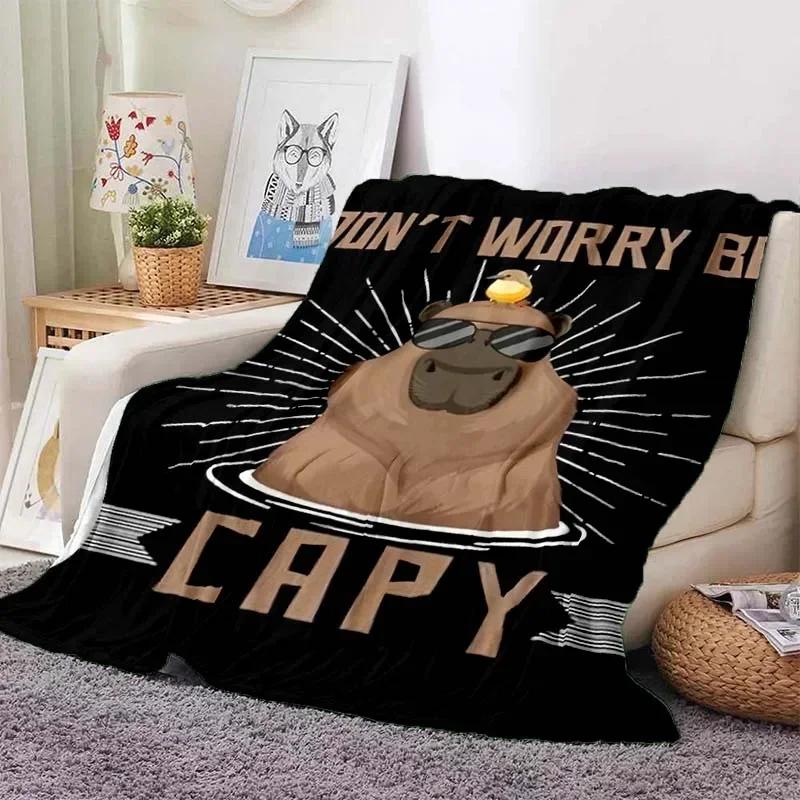 Каваи Клуб Капибар Дом Мультяжный Принт Плед для пикника Теплый Фланелевый Мягкий и Удобный Дом Путешествия Подарок на День Рождения