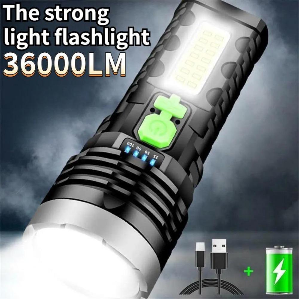 50 Вт USB-фонарик, перезаряжаемый, 4 режима переключения, водонепроницаемый фонарь для кемпинга, пешего туризма, рыбалки, приключений, экстренной помощи