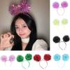 Bling Party Headband Giltering Tinsel Headband Trendy Pompom Ball Headband  Women Girls Pink