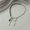 Sliver Color Black Zircon Necklace Irregular Choker Necklace Elegant Gothic Style Rings  Gifts