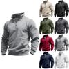 Men's Solid Color Half Zip Pocket Stand Collar Sweatshirt Men's Sports Large Size Casual Stand Collar Sweatshirt