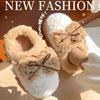 Winter new bow girl ballet wind cotton mop thickened warm plush home wear casual slippers