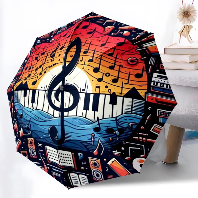 1PC Musical notes Umbrella Portable Folding Umbrella Iron Frame Hole Bone Structure Outdoor Home Umbrella A4