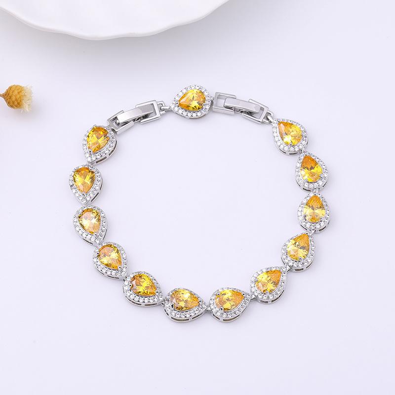Inlaid Zircon Bracelet Women's Small Fresh Artificial Water Drop Gemstone Women's Colored Treasure Bracelet