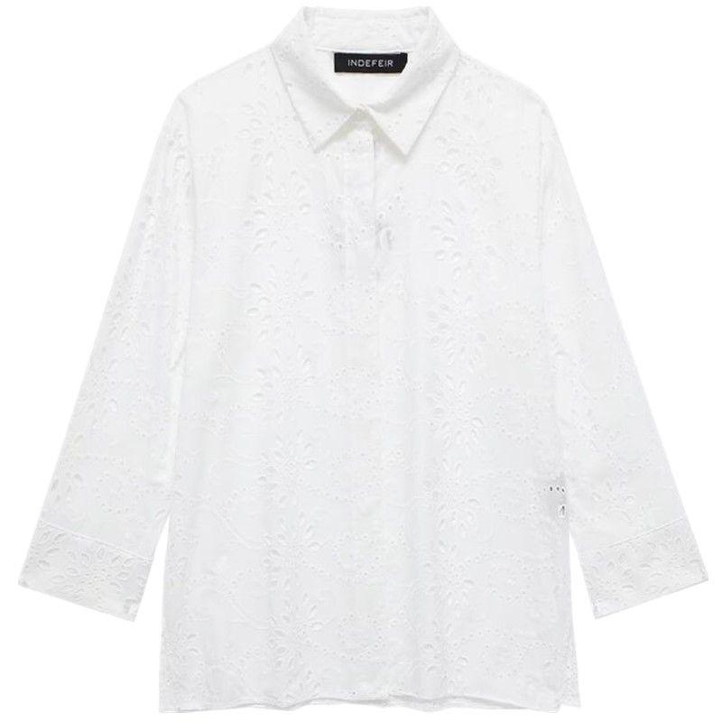 Fashion Style 2024 Spring New Arrival Women's Stylish Easiest for Match Slim Looking Cut Out Embroider Shirt 4877071 250