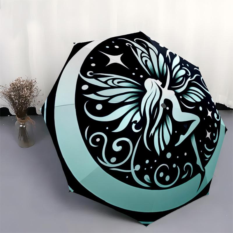 1pc Fairy Moon Night Sky Umbrella with Plastic Handle,Suitable for All Seasons Home Travel Outdoor UmbrellaDD1214