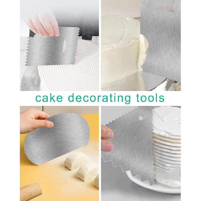New 6pcs Cake Scraper 430 stainless Decorating Comb and Icing Smoother