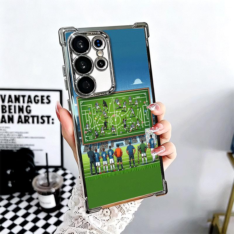 Футбольные тактики Покрытие под золото Чехол для телефона Для Samsung Galaxy S24 S25 FE S26 Edge S23 Ultra S22 S21 Plus S20 Противоударный Aira