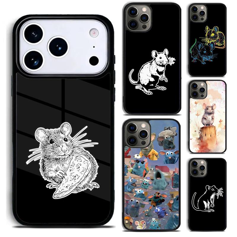Чехол для телефона с принтом Мышь Крыса для iPhone 17 16 15 Pro Max Air 14 13 12 11 Plus Ударопрочный Capa Чехол