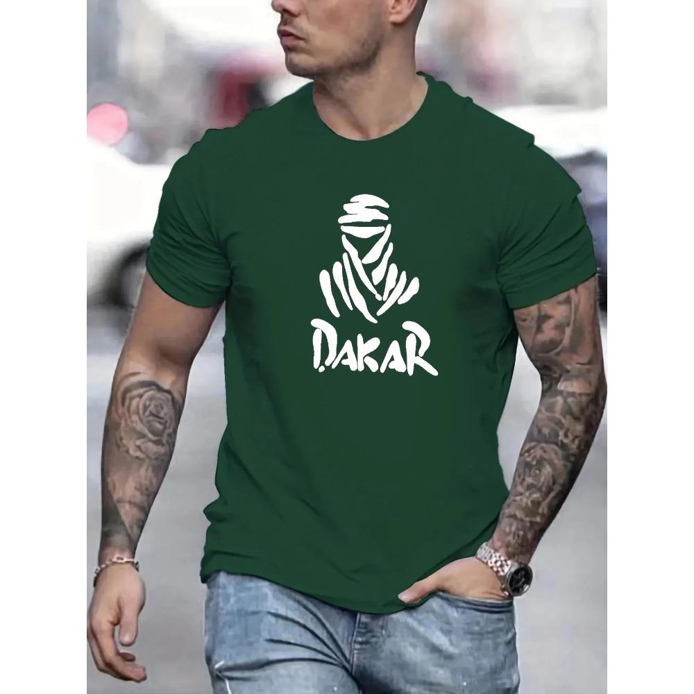 Мужская летняя 100 модная повседневная свободная большого размера футболка с принтом в стиле Дакар, с круглым вырезом и короткими рукавами