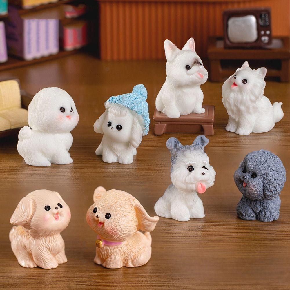 Desktop Animal Figurine Miniature Dog Sculpture Cute Micro Landscaping Home Decor