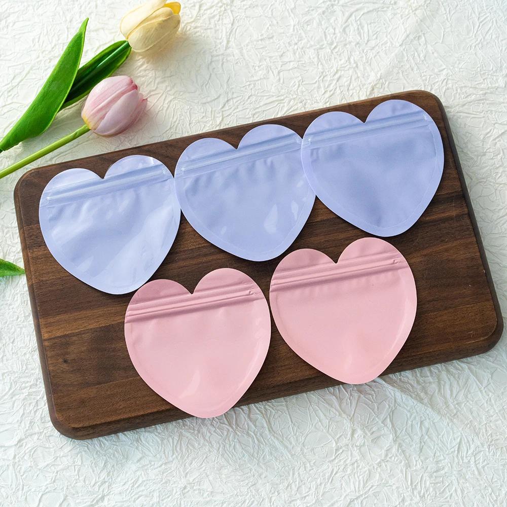 20pcs Heart Candy Plastic Bag For Wedding Birthday Party DIY Display Necklace Bracelet Gifts Packaging Pouch Small Businesses