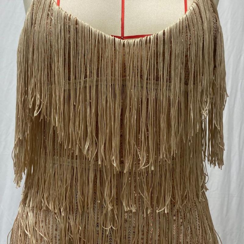 Модное сексуальное платье с пайетками и кисточками на день рождения для женщин без рукавов с V-образным вырезом, элегантное платье в стиле пэчворк с перьями и высокой талией, повседневные платья с открытой спиной 25029