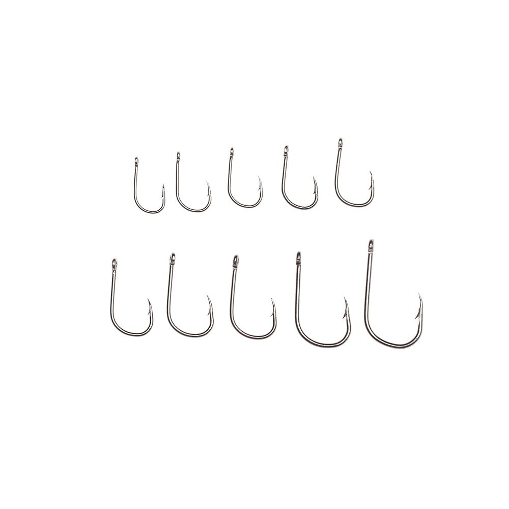 100Pcs 1 Box High Quality 10 Sizes Carbon Steel Fishook Durable Head Fish Bait Fishing Hooks