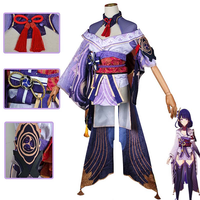 Косплей игра Impact Raiden Shogun Косплей Костюм Baal Одежда Raiden Mei Полный комплект Платье Парик Головные уборы для Anime Expo