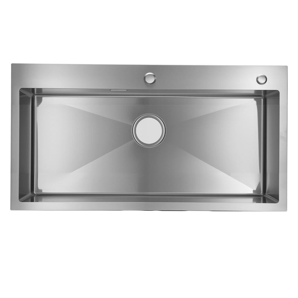 85cm Kitchen Top Mount Single Bowl Sinks, Stainless Steel Drop-In Farmhouse Basin with Accessories, Household Dishwasher Sinks for RV, Prep Kitchen,