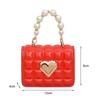 Women Handbag Faux Pearl Handle Golden Love Heart Detachable Metal Chain Mini Elegant Girl Single Shoulder Bag Purse