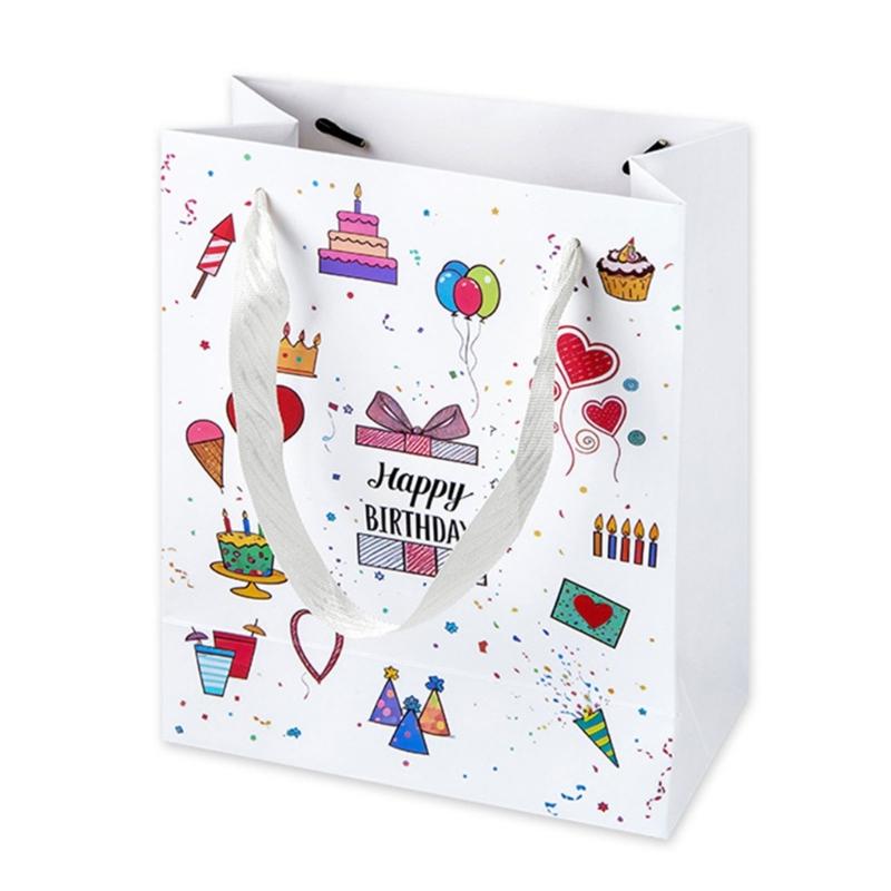 10 Штук Разноцветных Бумажных Пакетов Стильные Мешочки для Хранения Праздничных Подарков Ручной Работы Разноцветный Подарочный Пакет с Ручками